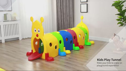 Caterpillar Tunnel for Kids, Outdoor Indoor Climb and Crawl Through, Play Equipment for Toddler 3-6, 4 Sections, for Daycare, Preschool, Playground, Multicolor